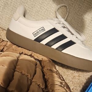Adidas White and Black Striped Sneakers